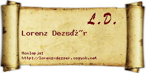 Lorenz Dezsér névjegykártya